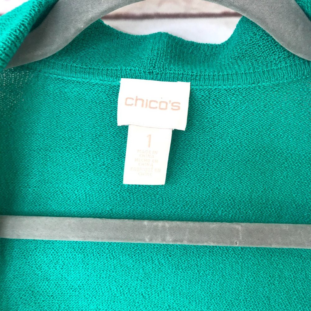 Chico's Solid Ruffle Cardigan Size 1 - Picture 9 of 13